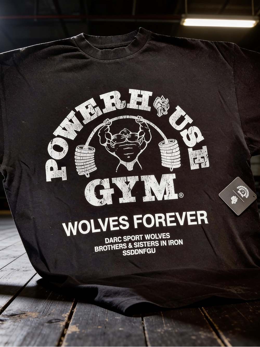 Darc Sport Black Tee with White Powerhouse Gym Graphic